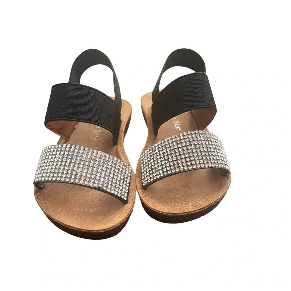 Little Star Black and Silver Stud Girls Sandal. Toddler Size 4. Great Condition.